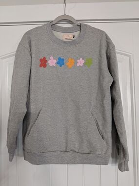 LONELY GHOST Light Grey Floral Graphic "Lovely" Crewneck Sweatshirt